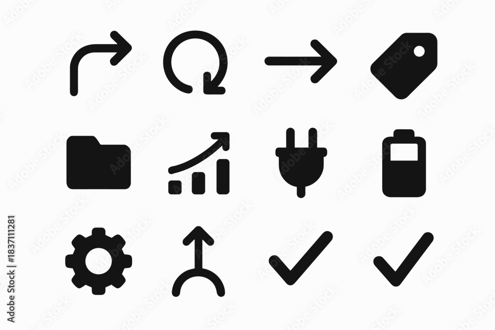 Obraz premium Curved icon chart folder loop plug battery tag minimalist arrow vector