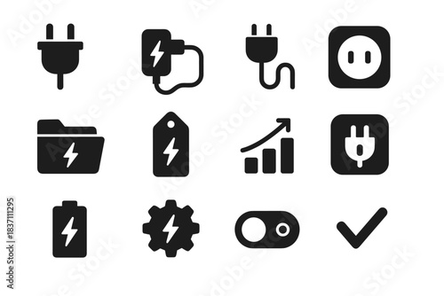 Socket folder charger wire minimalist icon gear vector tag chart tech switch