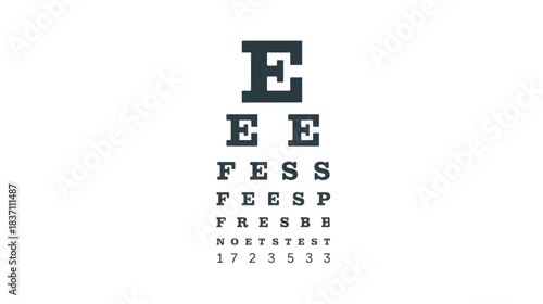 Eye chart with letter. Eye test concept for visual acuity measurement. Illustration of an eye exam chart, commonly used by optometrists and ophthalmologists.	