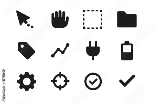 Line dotted vector icon arrow crosshair minimal checkmark grid box chart selection