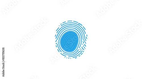 A minimalist outline of a fingerprint in blue on a black background, symbolizing identification, security, and crime scene investigation.	