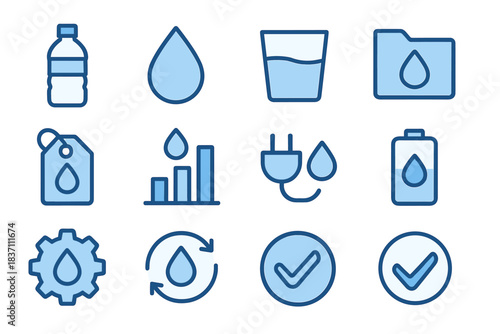 Refill plug droplet vector icons hydration gear folder water icon checkmark battery