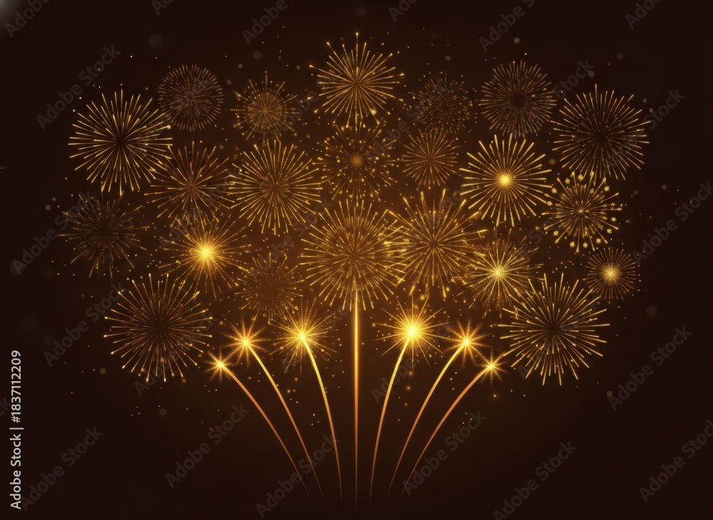 Fototapeta premium Golden Fireworks Extravaganza