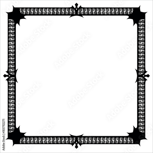 Vintage decorative vector frame in Gothic style - elegant black vector frame on white background, EPS10,  middle ages, hallowen, Christmas.