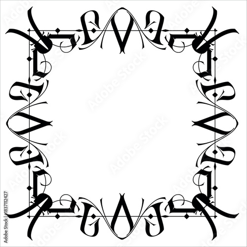 Vintage decorative vector frame in Gothic style - elegant black vector frame on white background, EPS10,  middle ages, hallowen, Christmas.