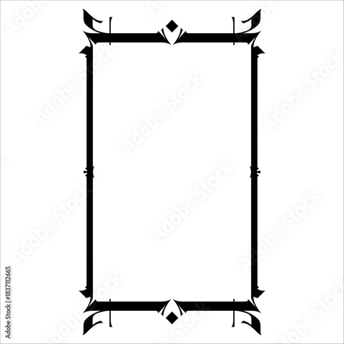 Vintage decorative vector frame in Gothic style - elegant black vector frame on white background, EPS10,  middle ages, hallowen, Christmas.