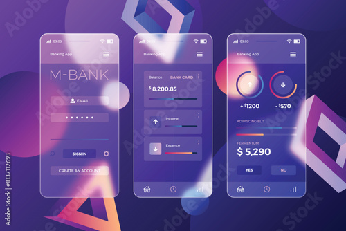 Modern ui ux design elements with colorful futuristic icons and interface elements on a gradient blue background.
Futuristic digital interface elements including glowing icons touchscreens and gauges.