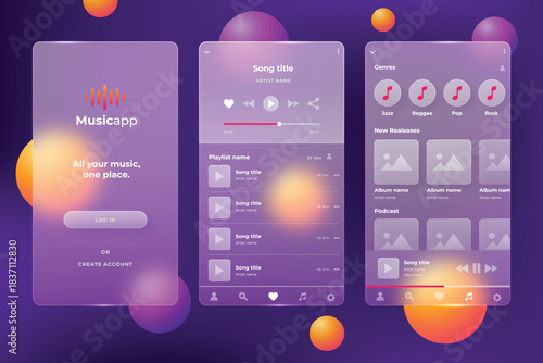 Modern ui ux design elements with colorful futuristic icons and interface elements on a gradient blue background.
Futuristic digital interface elements including glowing icons touchscreens and gauges.