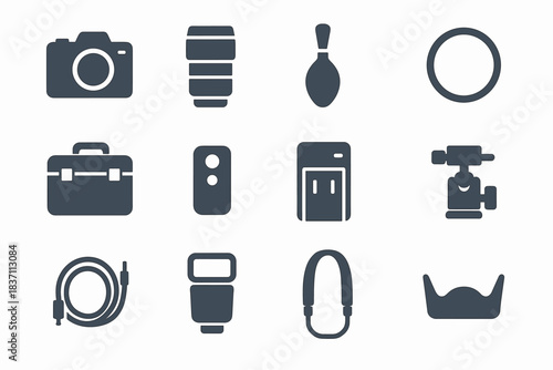 Equipment remote head cable kit case vector professional control icon camera icons