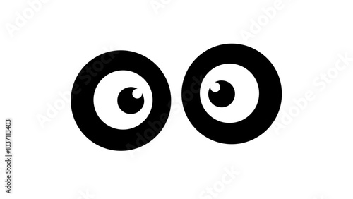 Close Up Of Googly Eyes On White Background With Black Pupils And Irises Cute Cartoonish Expression