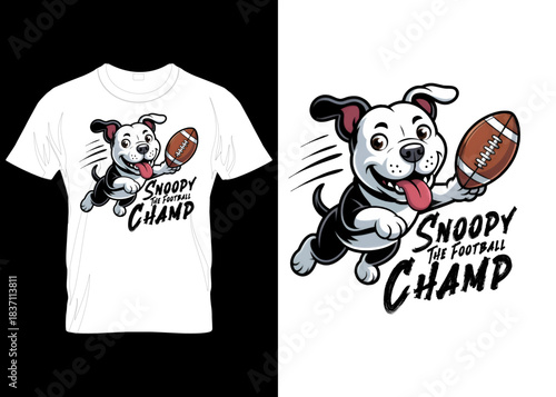creative, snoopy, the football champ-faced custom dog vector hoodies, mugs, cloths, and abstract typography t-shirt design template