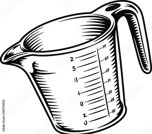 Measuring cup with volume markings and a handle for kitchen use kitchenware cooking