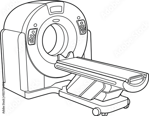 Medical CT Scanner Machine Doodle Illustration Healthcare Technology ct scanner