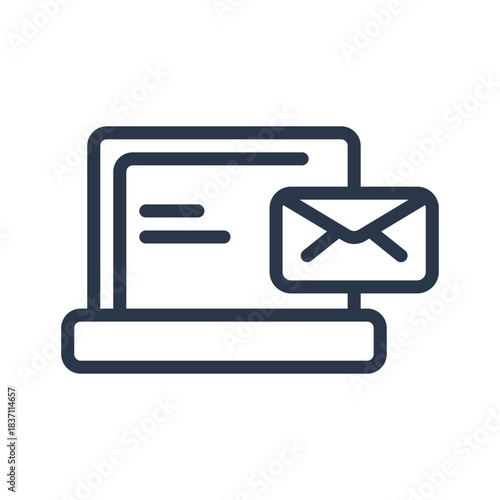 Email Message Notification Icon on Laptop Screen