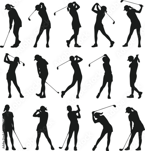 Female Golfers in Various Poses