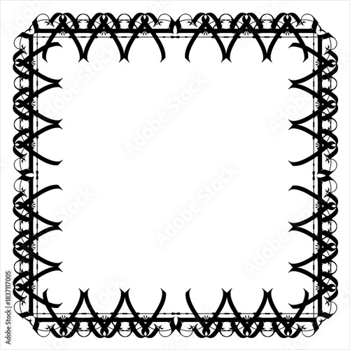 Vintage decorative vector frame in Gothic style - elegant black vector frame on white background, SVG,  middle ages, hallowen, This elegant vintage ornamental frame features a sophisticated black bo