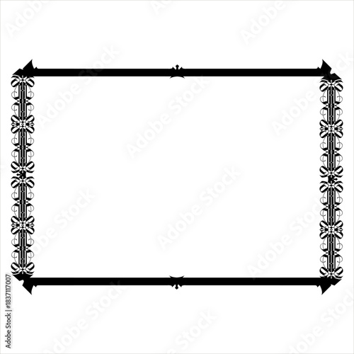Vintage decorative vector frame in Gothic style - elegant black vector frame on white background, SVG,  middle ages, hallowen, This elegant vintage ornamental frame features a sophisticated black bo