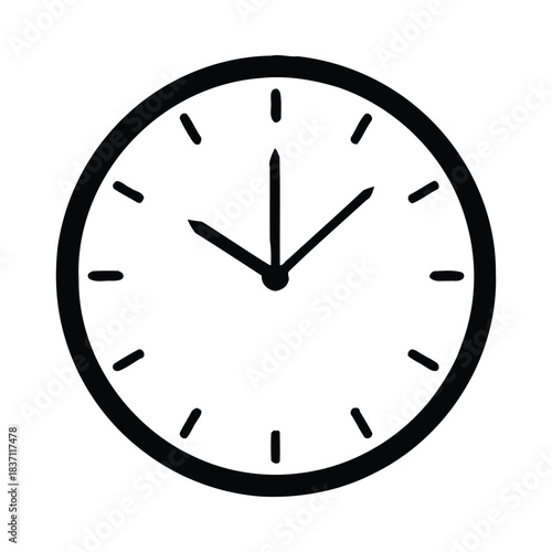 Simple Black and White Clock Face Showing Ten O Clock With Tick Marks Keywords: clock, time, watch, analog, dial, face