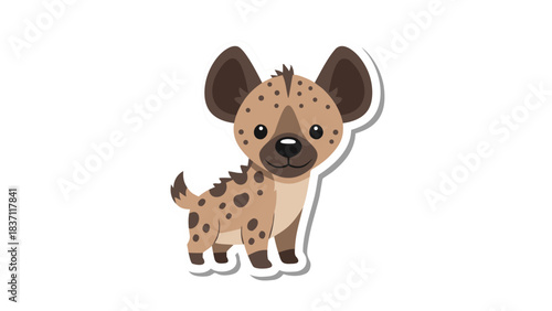Cute Spotted Hyena Cub Standing Sideways Against Black Background Digital Art