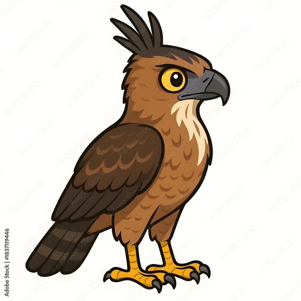 Fototapeta premium 자바뿔매, 우측면, 애니메이션 아트, jpeg (Javan Hawk-eagle, right side view, animation art, jpeg)