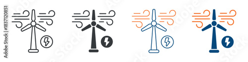 Wind Energy Icon Set Multiple Style Collection