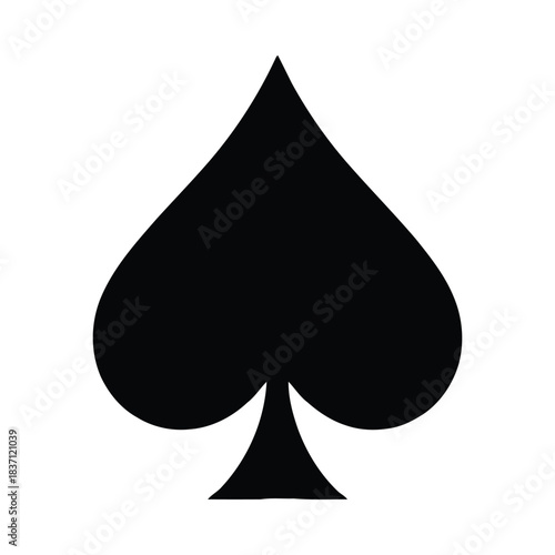 Black Spade Playing Card Symbol on White Background suit