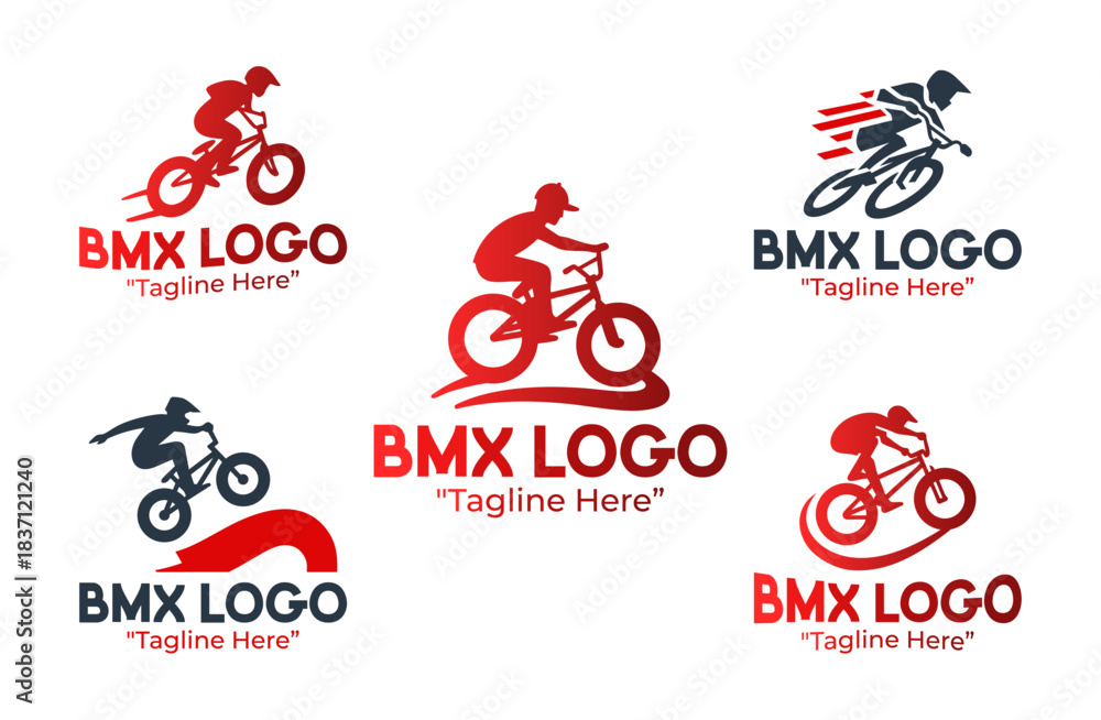 Obraz premium 5 BMX Logo Set Dynamic Extreme Cycling Emblem Collection