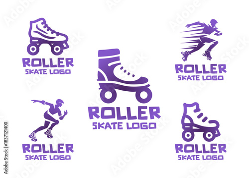 5 Roller Skate Logo Set Urban Skating Lifestyle Emblem Collection
