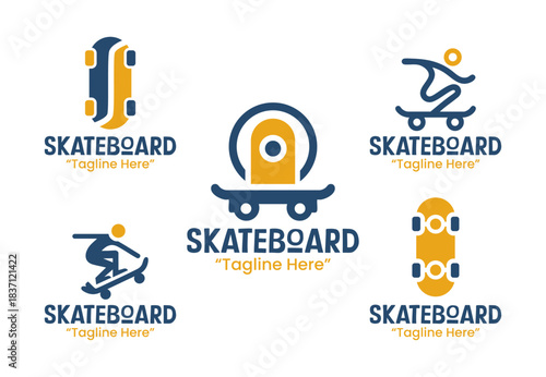 5 Skateboard Logo Set Urban Street Skating Emblem Collection