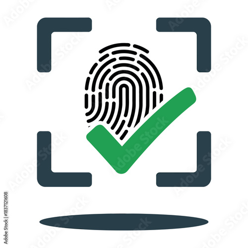 Fingerprint scan successfully completed with a green checkmark inside a frame.