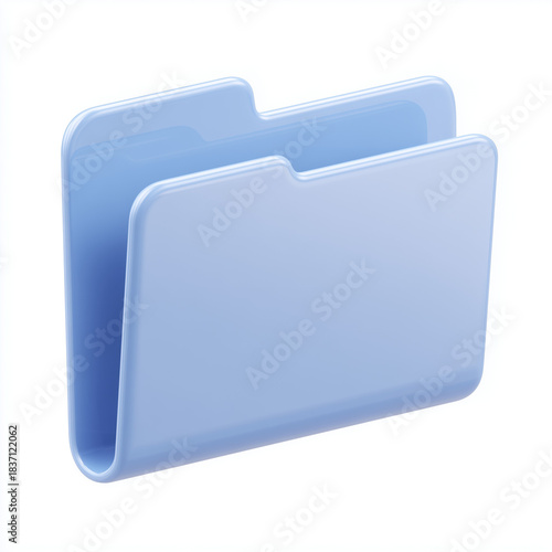 blue folder, white background, flat design, isometric perspective, minimalistic style, clean lines, modern aesthetic, suitable for website banner, social media header, app UI, presentation background