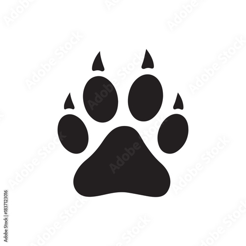 Dog, wolf or fox wild animal footprint imprint flat vector icon for apps and websites