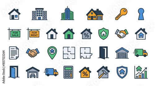 Real Estate Vector Icon Sheet File – Property, Mortgage, and Housing Symbols