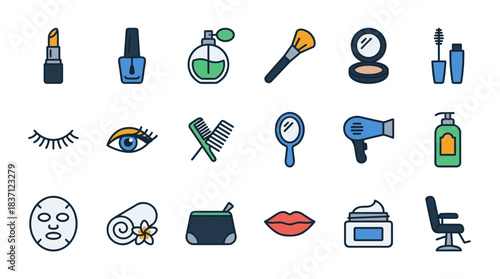 Beauty and Spa Vector Icon Sheet File – Makeup, Skincare, and Salon Symbols