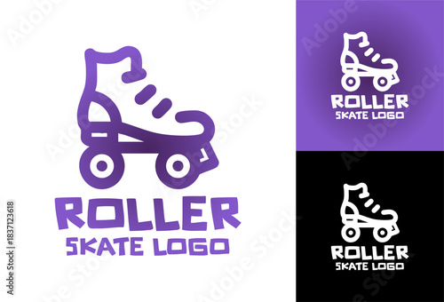 Roller Skate Logo Energetic Inline Skating Mark