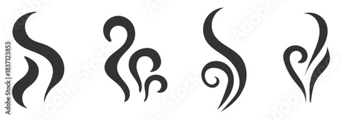 steam smoke set vector silhouette on white background.