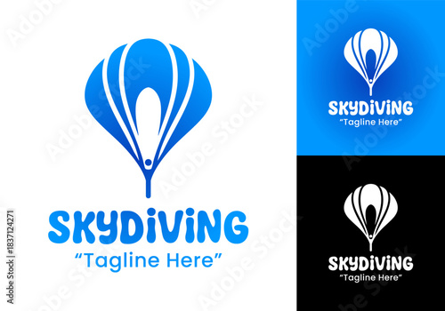 Skydiving Logo Energetic Freefall Adventure Icon