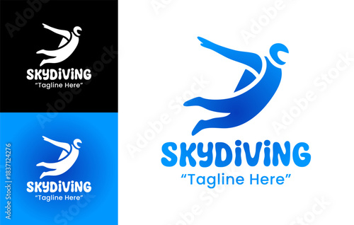 Skydiving Logo Modern Aerial Athlete Symbol