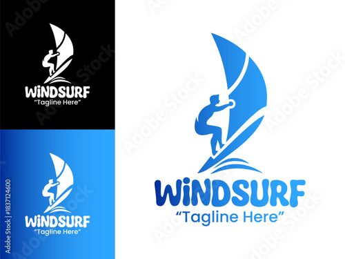 Windsurf Logo Futuristic Water Sport Symbol
