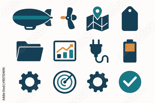 Folder icons tag sleek radar icon digital blimp vector plug fin futuristic