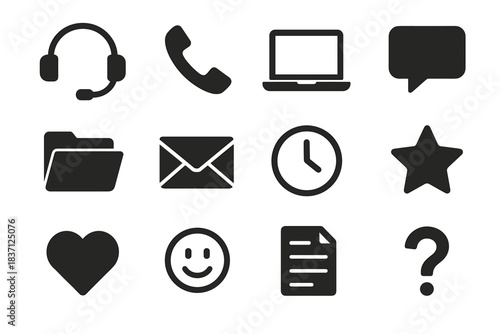 Customer vector document mark phone email icons message support icon question folder