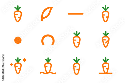 Leaf carrot hinge vector outline stem icons ring minimal spark icon base