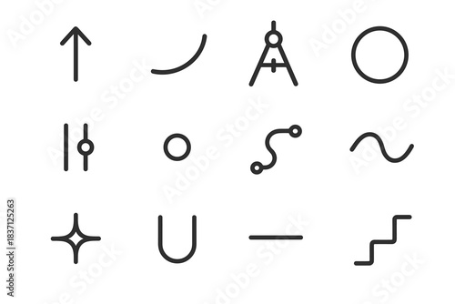 Compass icons direction dot vector minimal fold icon arc outline spark arrow