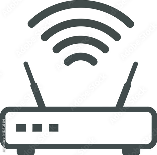 Wireless router transmitting Wi-Fi signal, symbolizing connectivity and modern technology.