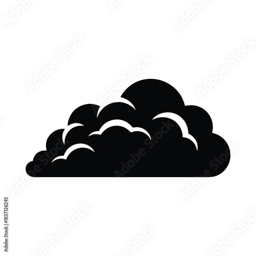 Black Silhouette of a Cumulus Cloud on a White Background vector illustration