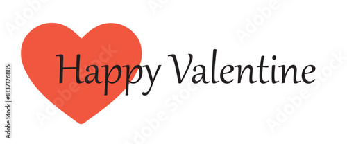 Vector illustration of a heart with the words HAPPY VALENTINE'S DAY written next to it. This icon is for decoration or wall stickers to celebrate Valentine's Day. Happy Valentine's Day