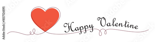 A continuous line art of a heart or love with the words HAPPY VALENTINE'S DAY beside it. This icon is for decoration or wall stickers and to celebrate Valentine's Day. Happy Valentine's Day