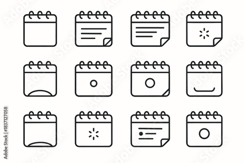Icons vector calendar icon folded base minimalist outline note edge arc hinge