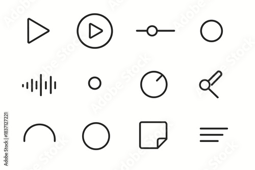 Vector dot shadow line slider icons arc ring music wave minimal icon