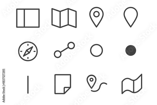 Icon pin location ring route vector compass curve line stripe icons minimal